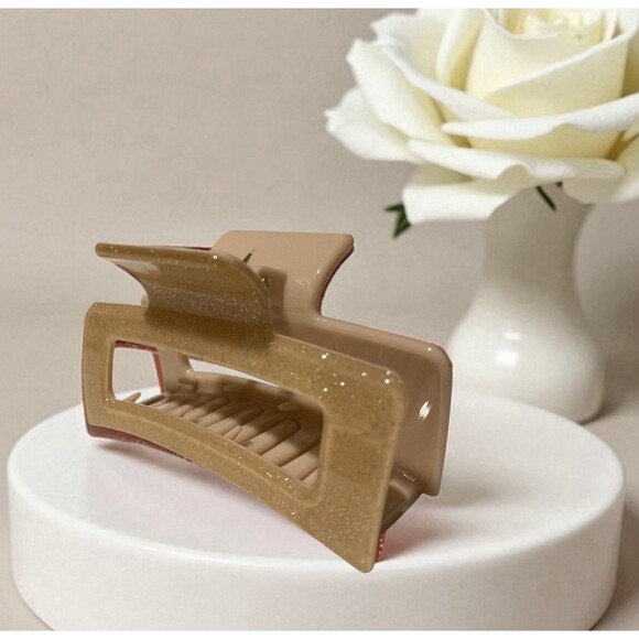 6 Hair Claw Clips Multi-Colored Sparkle Set Red Pink White lilac Tan - Picture 3 of 6